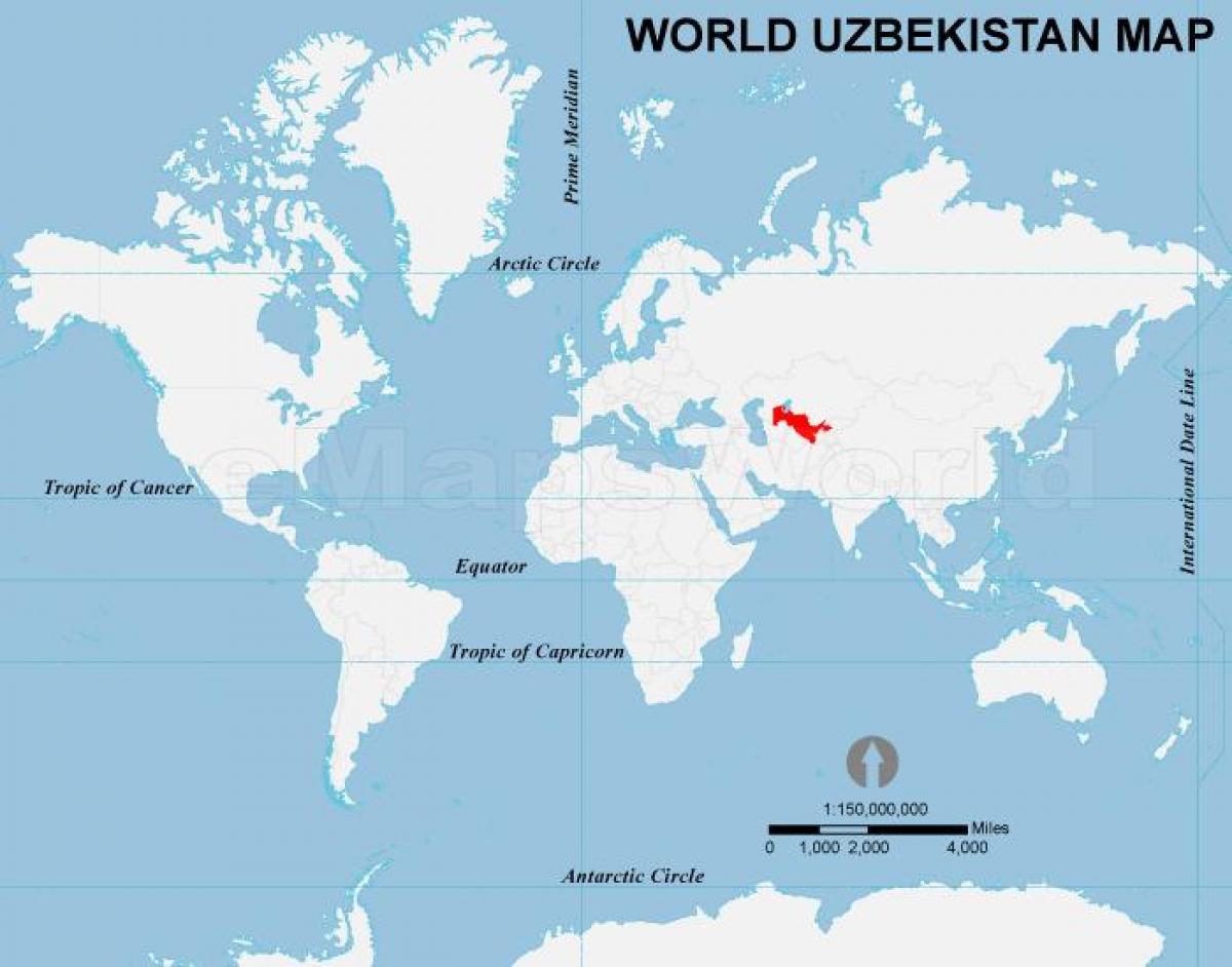 Uzbekistan vị trí trên bản đồ thế giới