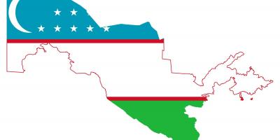 Bản đồ của Uzbekistan cờ 